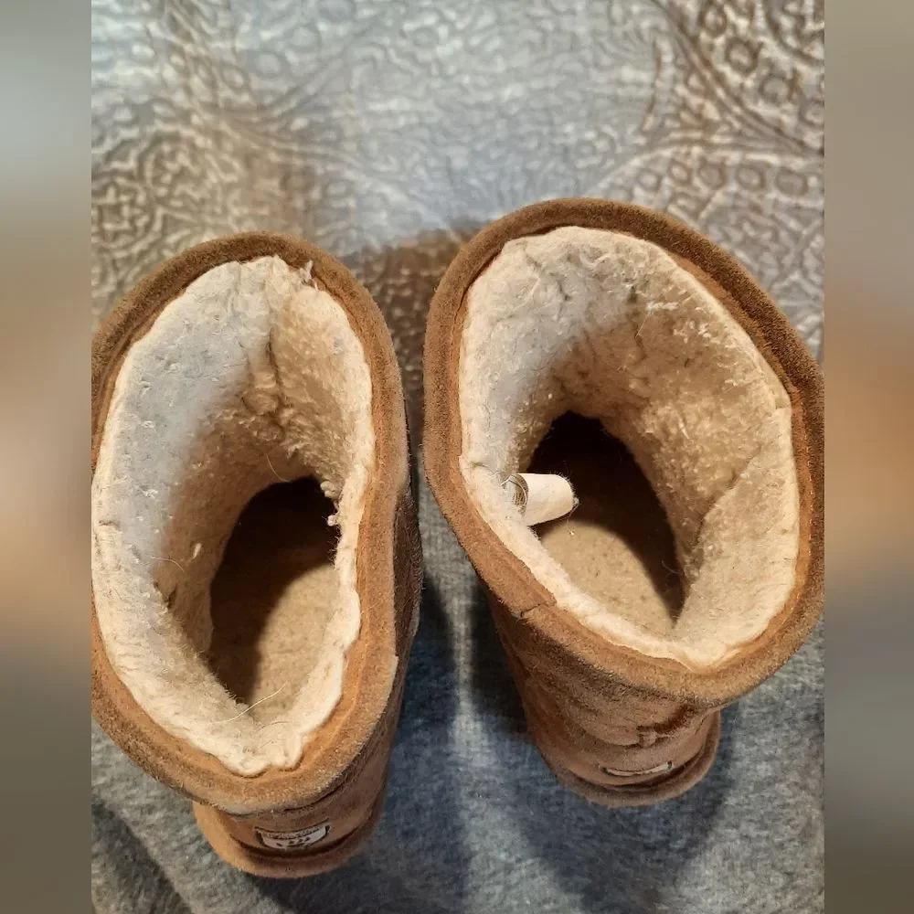 Bearpaw Elle Youth Boots 4 Brown Suede Wool Outdoor Winter Comfort Classic